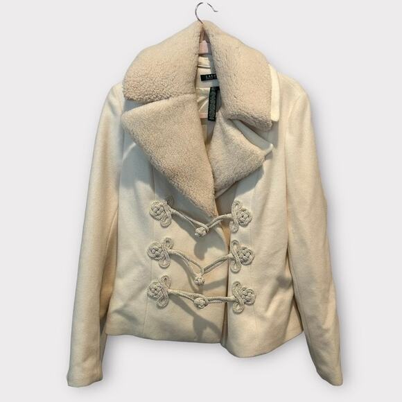 NWT Ralph Lauren Boho Norther Lights Peak Cream Wool Shearling Lined Coat L - Picture 2 of 13